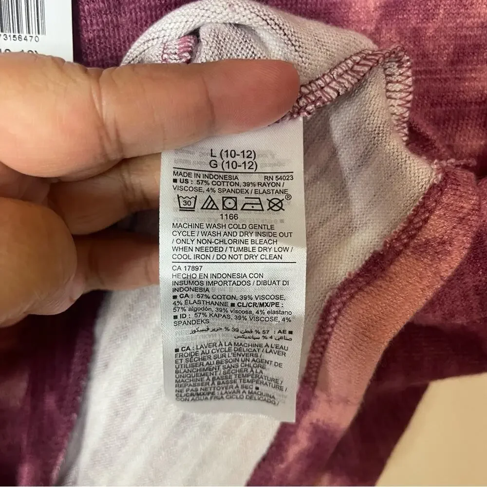 Old Navy Twist Tie Dye Long Sleeve Hoodie Raisin Pink Multi Size Large Girl